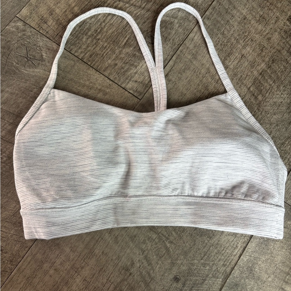 Lululemon Athletica Light Gray Striped Sports Bra